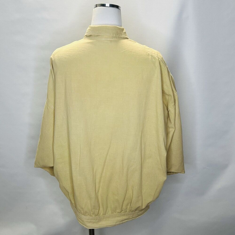 Color Me Cotton Shirt Women's Size Small Yellow Button Up Balloon Sleeve